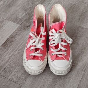 Converse Pink and White High-Top Sneakers